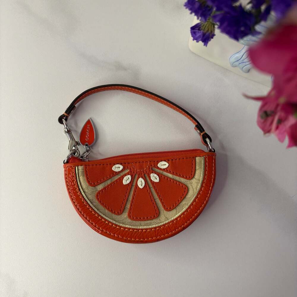 Coach Orange Slice Citrus Coin Purse Wristlet